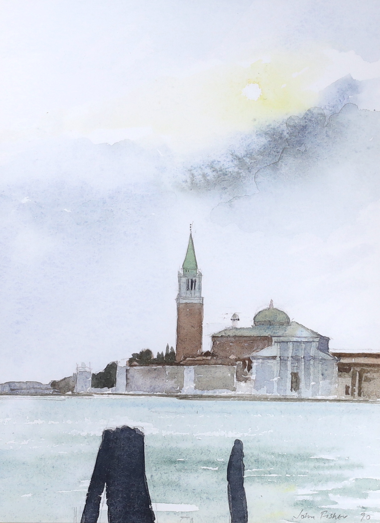 John Fisher (b.1938), watercolour, Venetian scene, signed and dated '90, 24 x 18cm